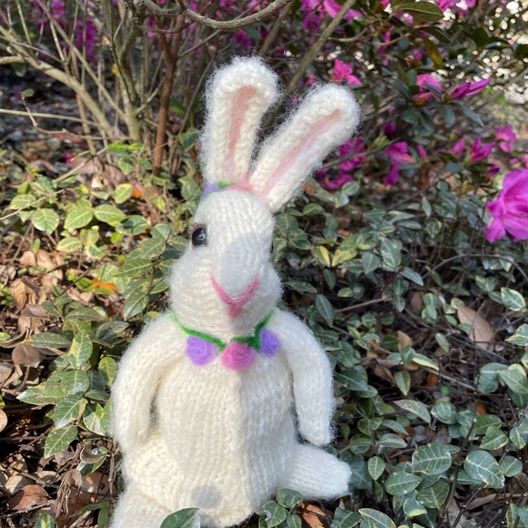 Hand crafted knit and needle felted bunny rabbit unique original handmade - Picture 5 of 16